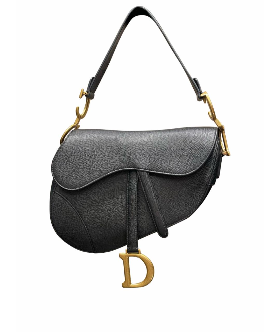 CHRISTIAN DIOR Черная кожаная сумка с короткими ручками, фото 1