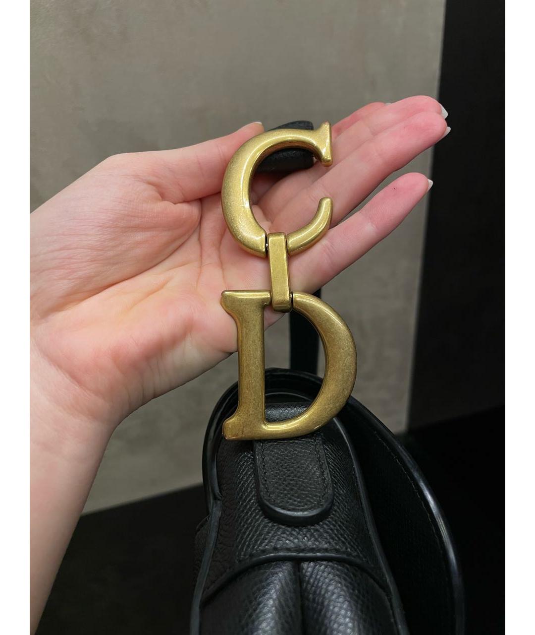 CHRISTIAN DIOR Черная кожаная сумка с короткими ручками, фото 6