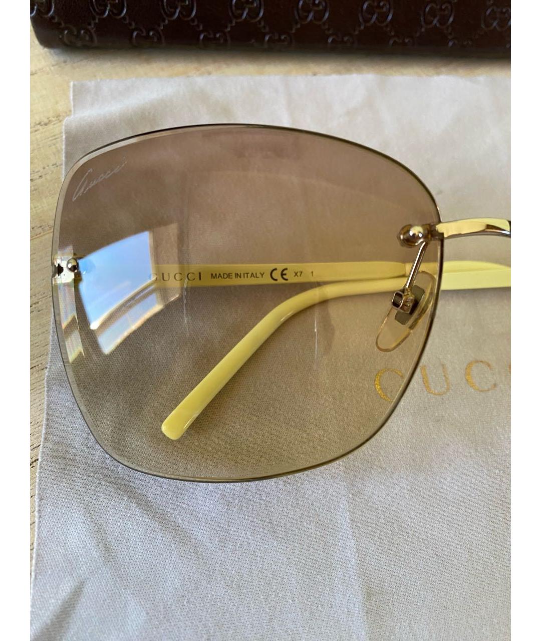 GUCCI Желтые металлические солнцезащитные очки, фото 5
