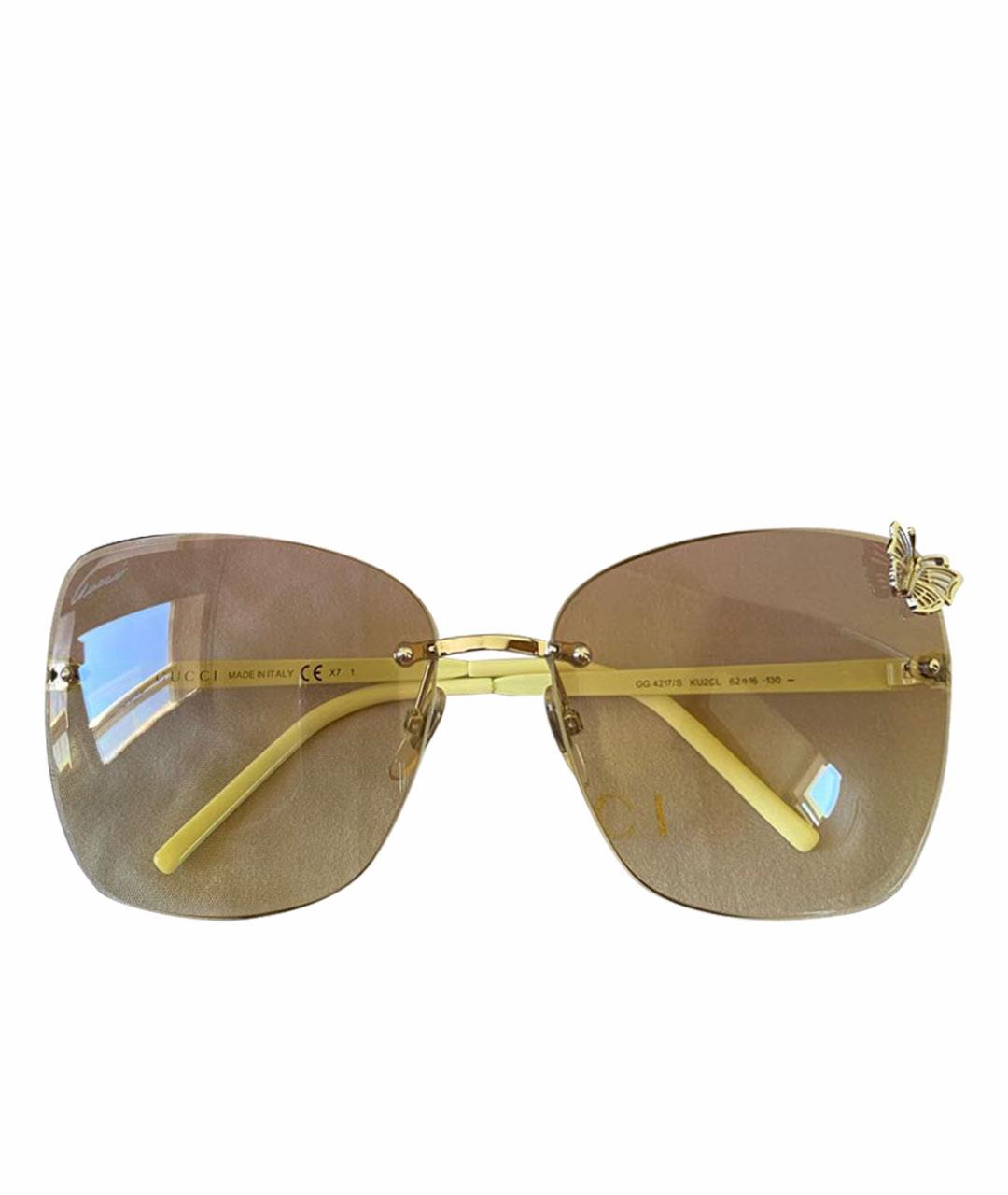 GUCCI Желтые металлические солнцезащитные очки, фото 1