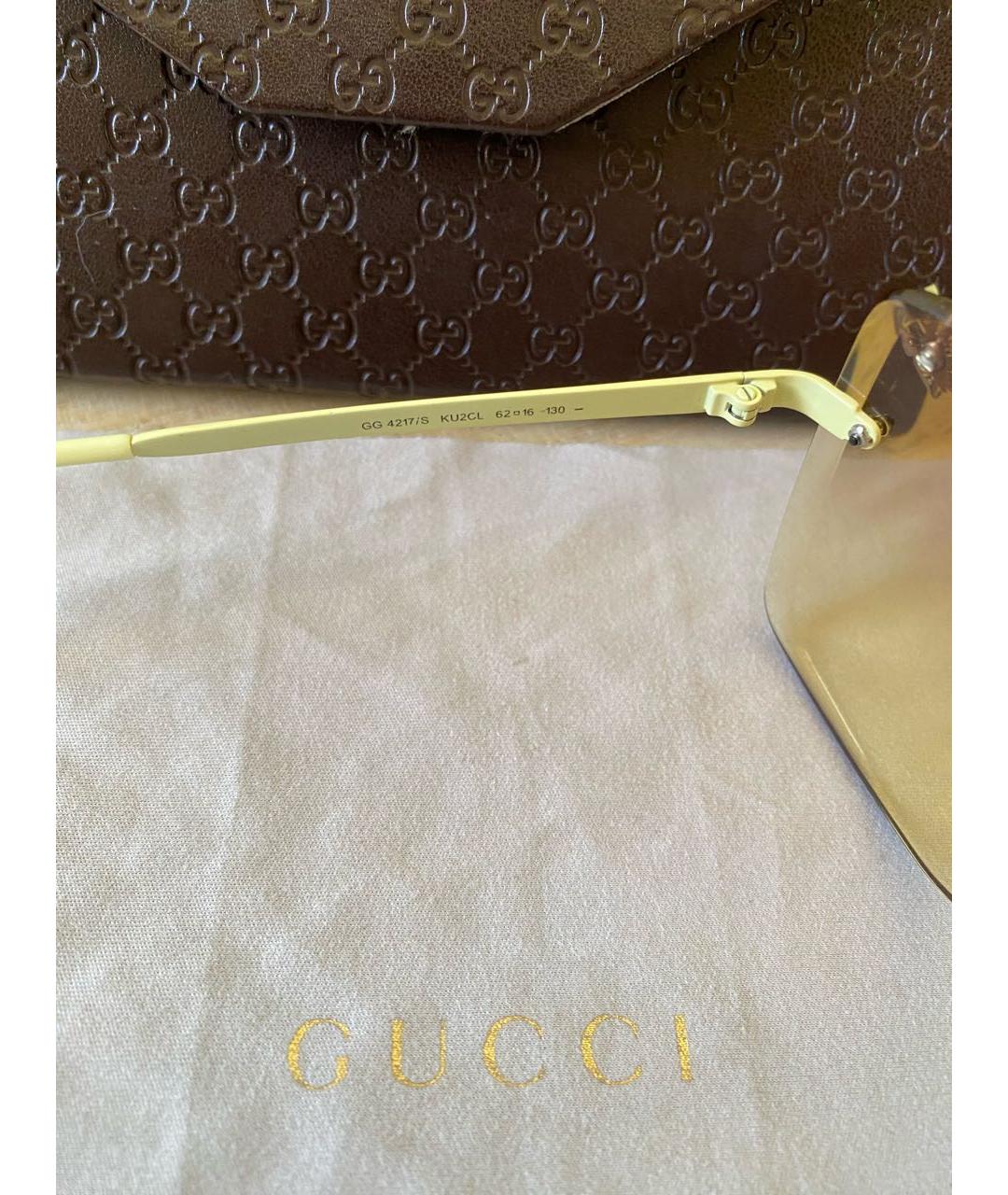 GUCCI Желтые металлические солнцезащитные очки, фото 3