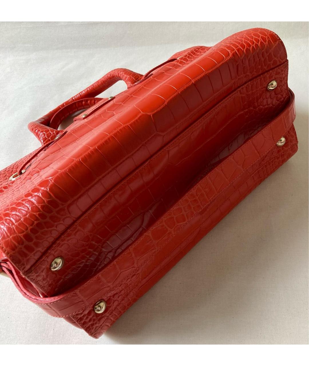 JIMMY CHOO Коралловая кожаная сумка с короткими ручками, фото 7