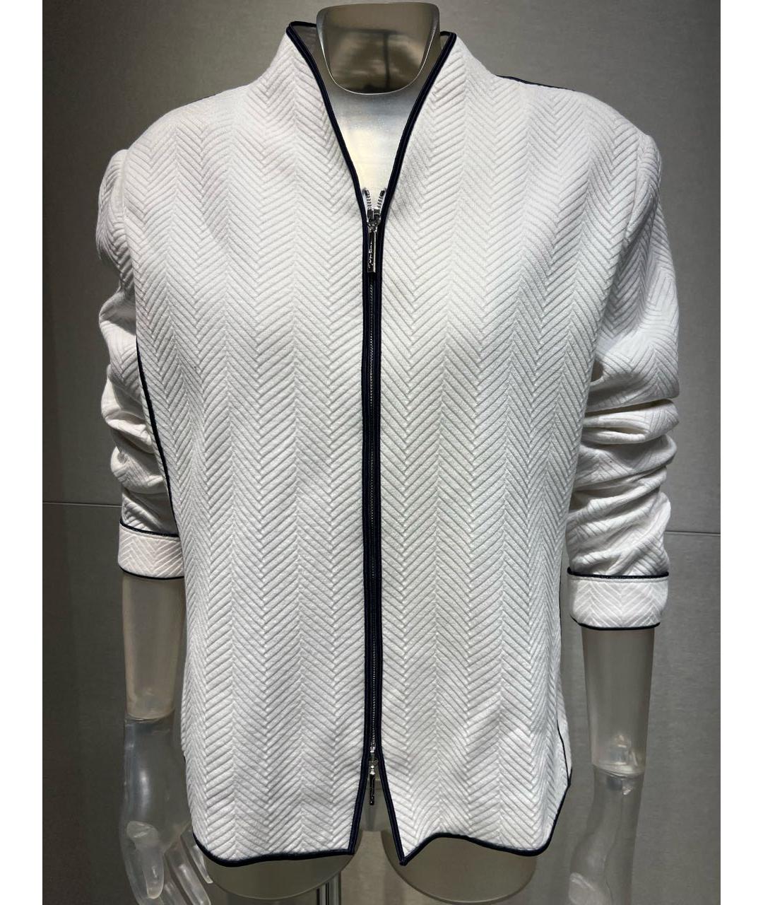 GIORGIO ARMANI Белый хлопко-эластановый жакет/пиджак, фото 7