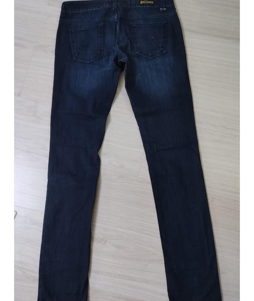 JOHN GALLIANO Темно-синие хлопковые прямые джинсы, фото 5