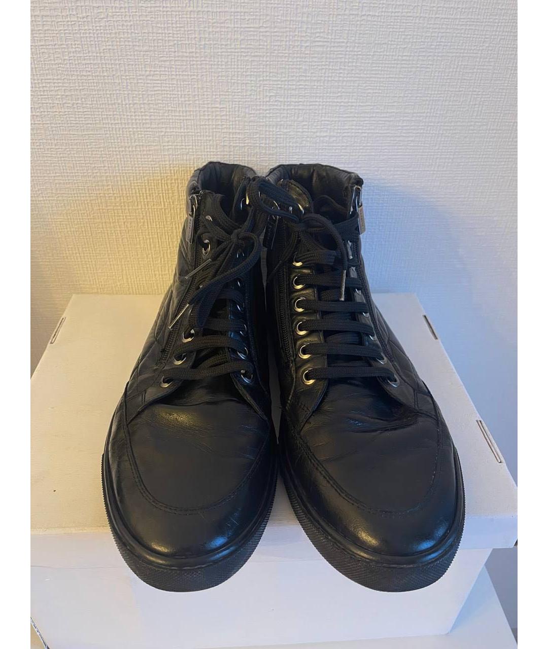 BALDININI Черные кожаные высокие кроссовки / кеды, фото 2