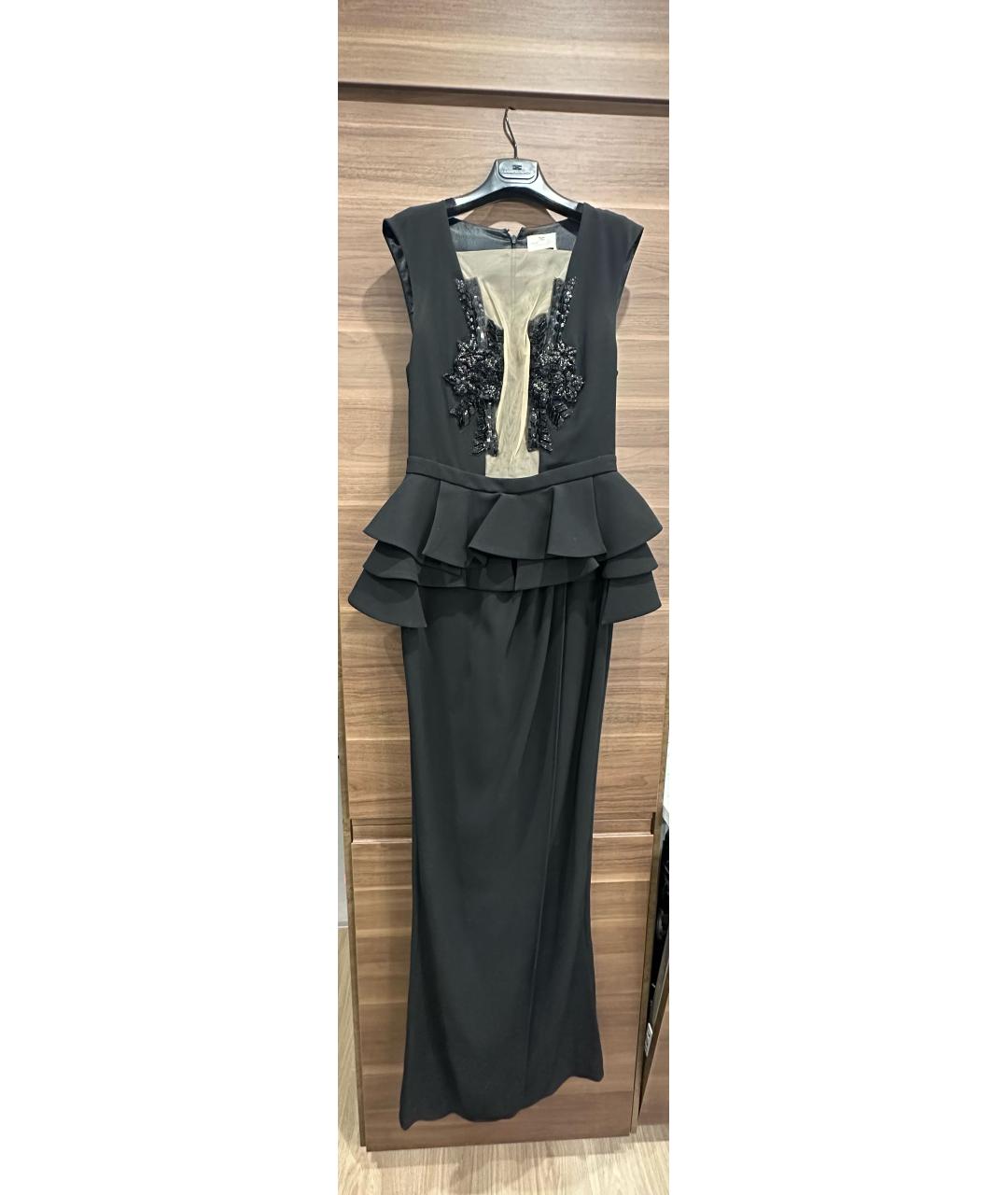 ELISABETTA FRANCHI Черное креповое вечернее платье, фото 7