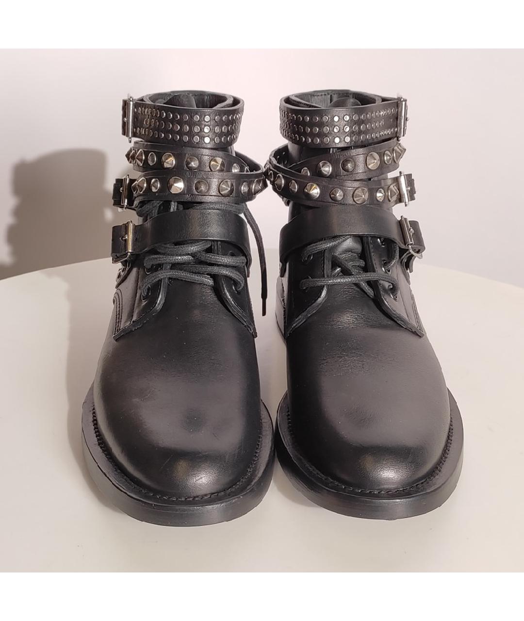 SAINT LAURENT Черные кожаные ботинки, фото 2