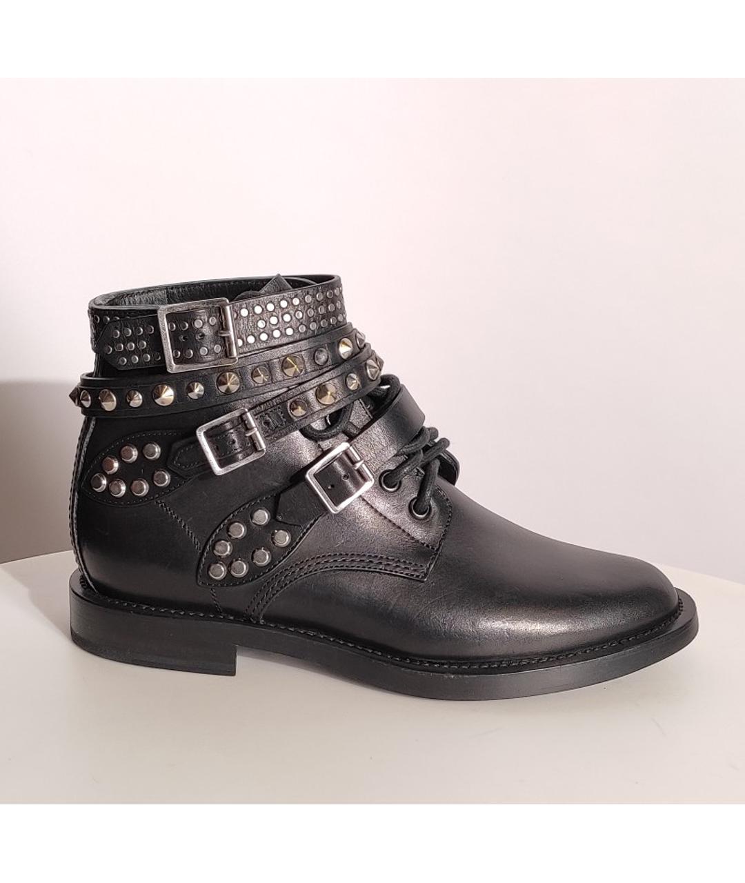 SAINT LAURENT Черные кожаные ботинки, фото 9