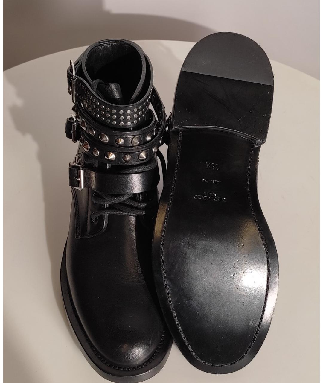 SAINT LAURENT Черные кожаные ботинки, фото 5