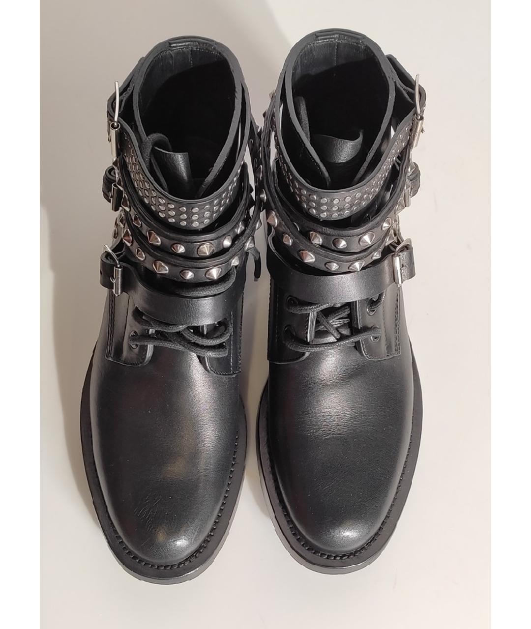 SAINT LAURENT Черные кожаные ботинки, фото 4