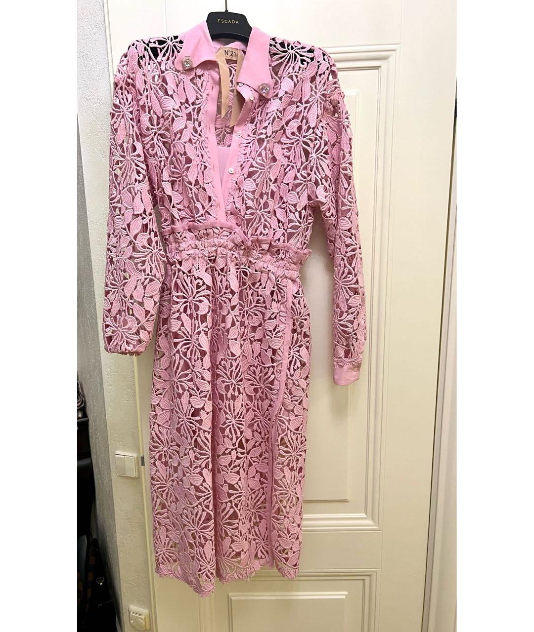 NO. 21 Розовое кружевное коктейльное платье, фото 3