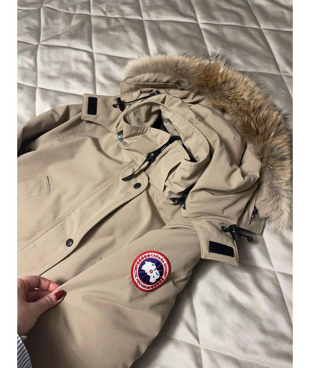 CANADA GOOSE Бежевый полиэстеровый пуховик, фото 6