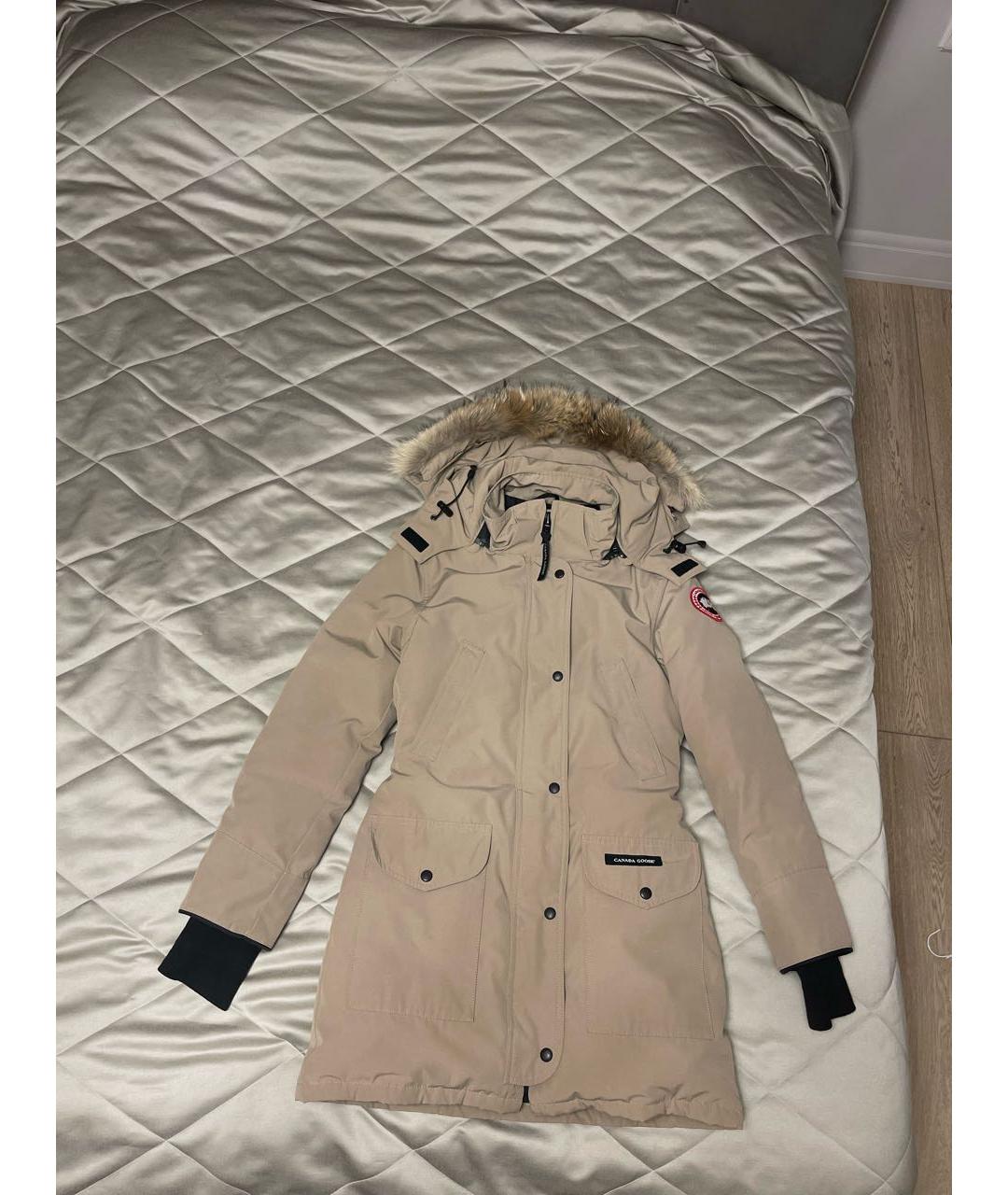 CANADA GOOSE Бежевый полиэстеровый пуховик, фото 8