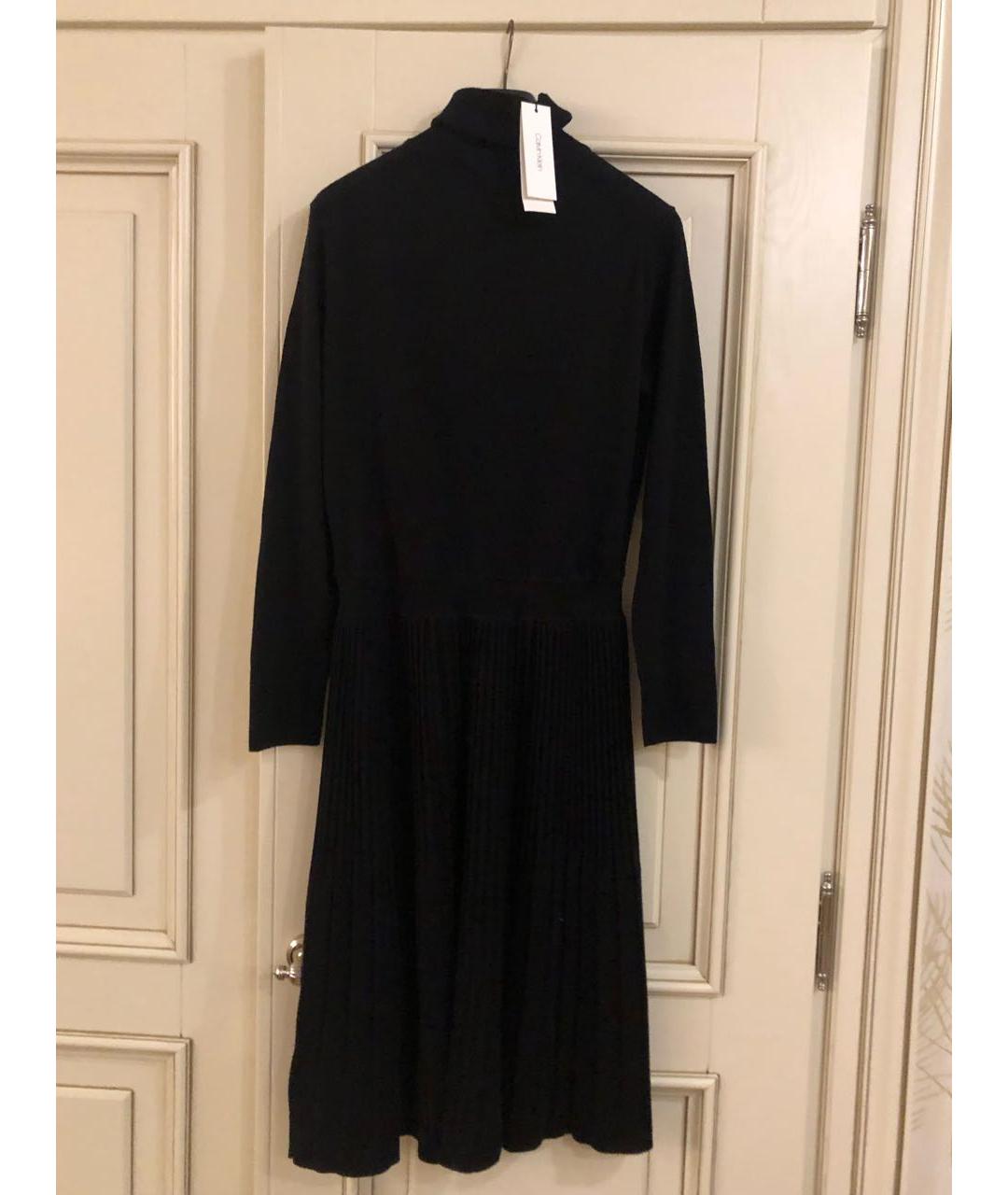 CALVIN KLEIN Черное шерстяное повседневное платье, фото 2