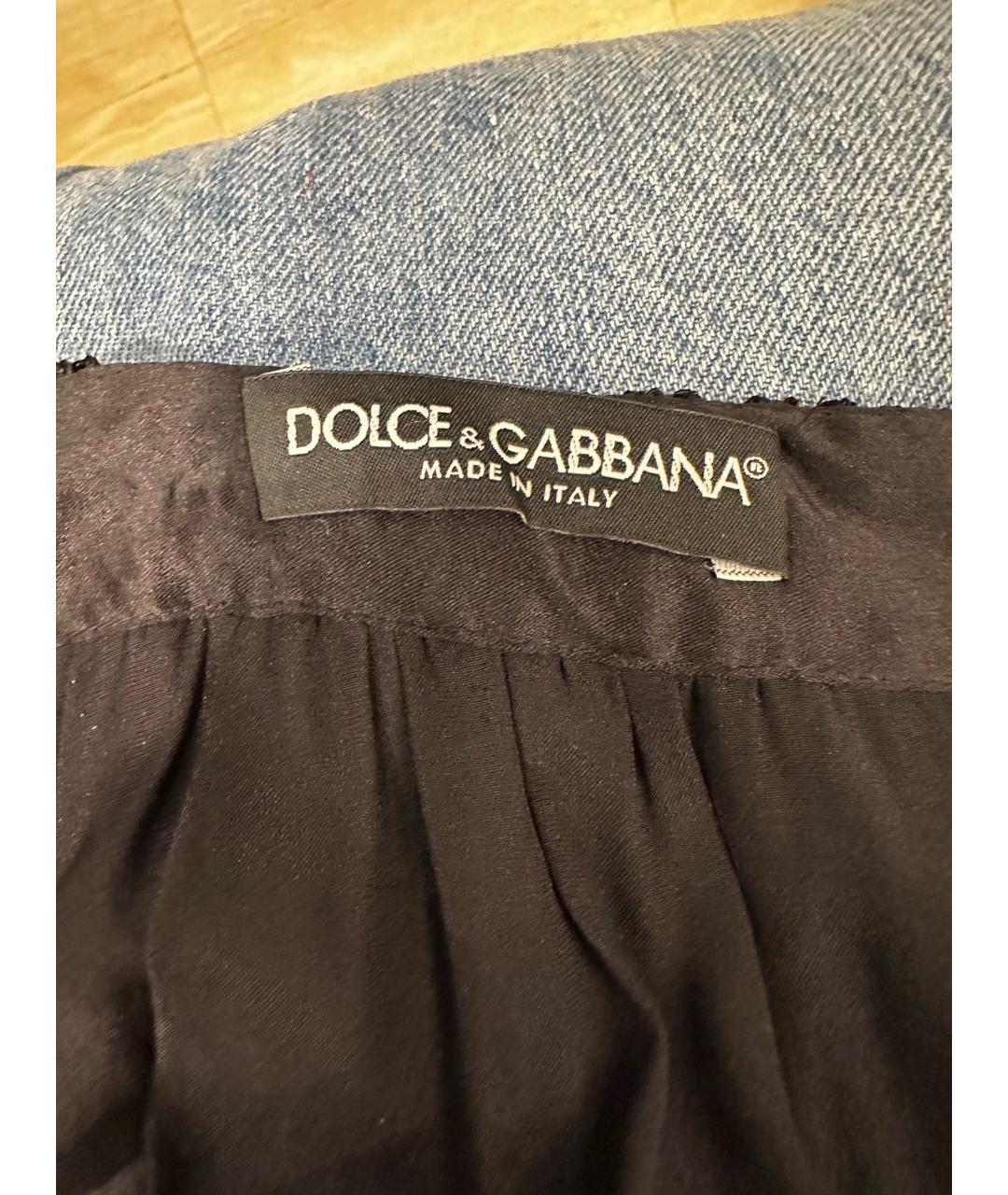 DOLCE&GABBANA Черная кружевная юбка мини, фото 4