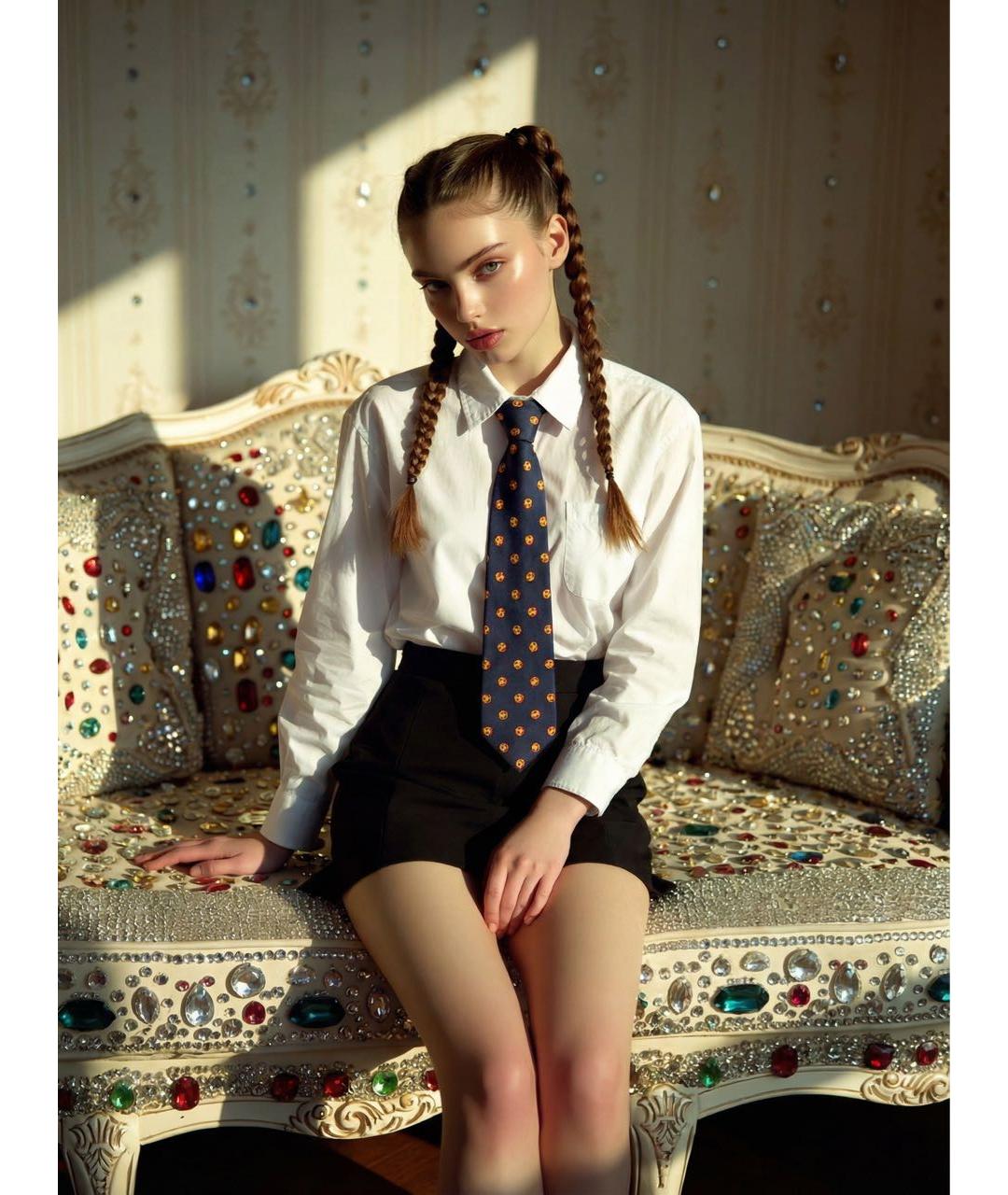 CHANEL Мульти шелковый галстук, фото 8