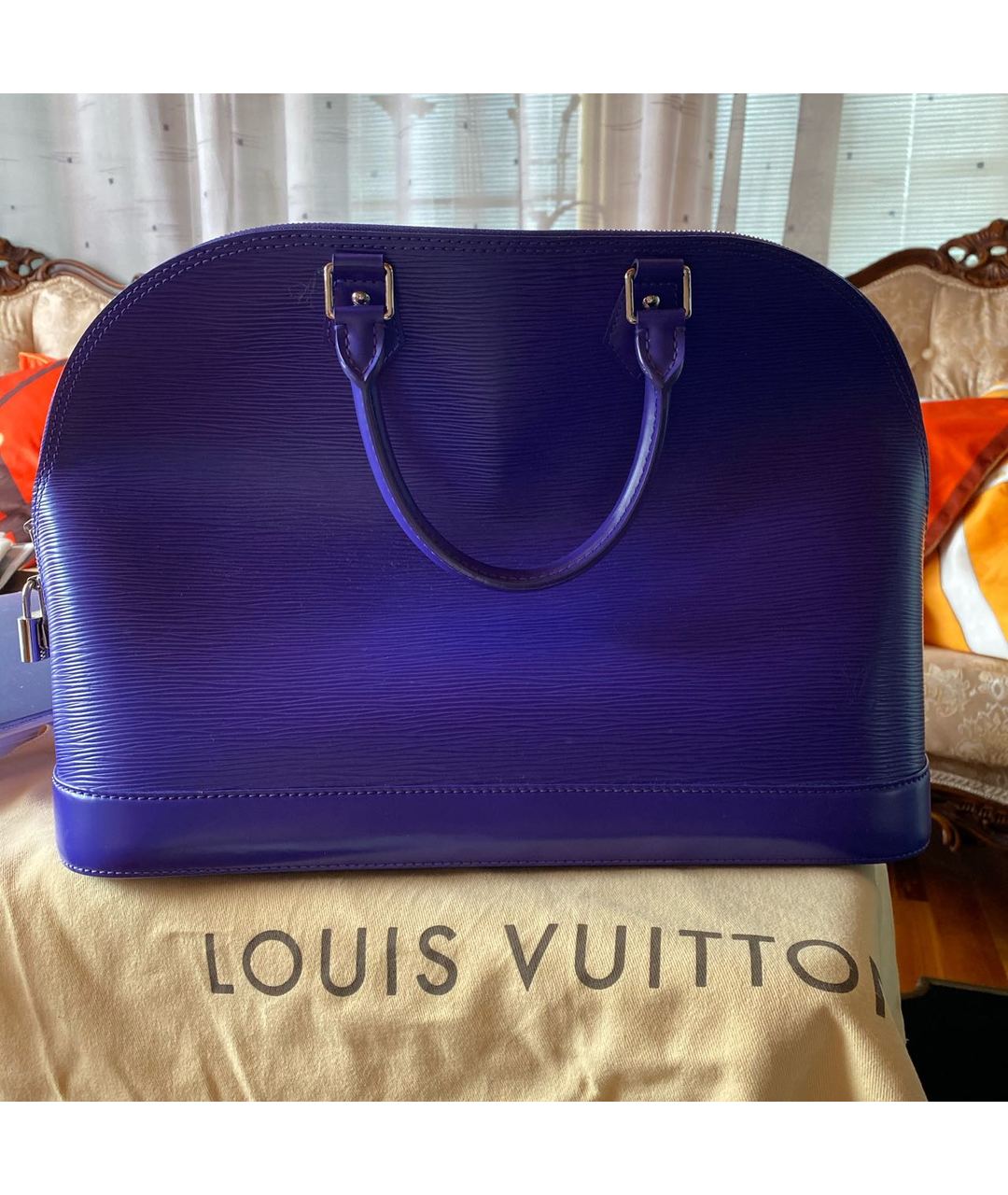 LOUIS VUITTON PRE-OWNED Фиолетовая кожаная сумка тоут, фото 3