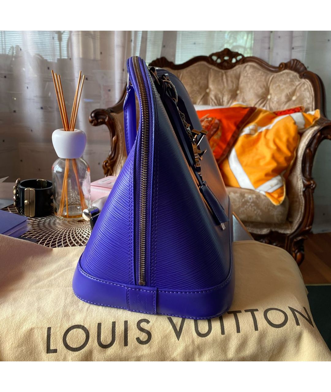 LOUIS VUITTON PRE-OWNED Фиолетовая кожаная сумка тоут, фото 2