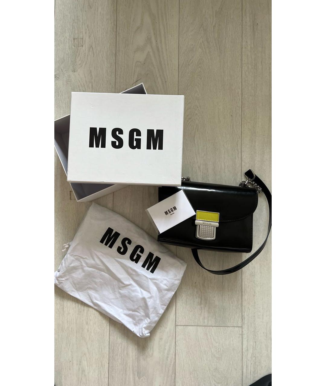 MSGM Черная кожаная сумка через плечо, фото 5