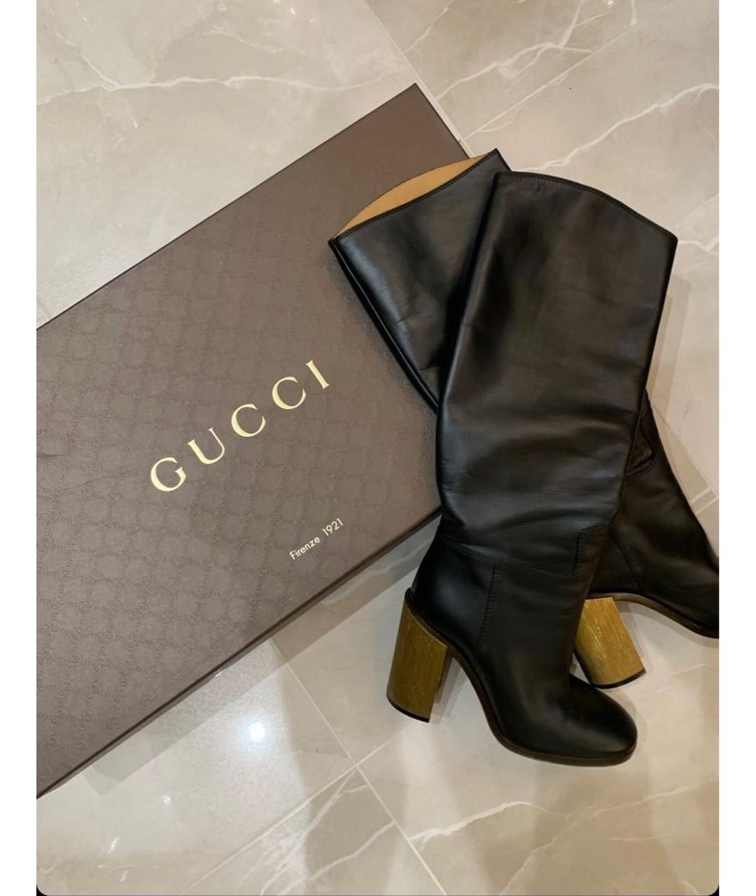 GUCCI Черные кожаные сапоги, фото 2