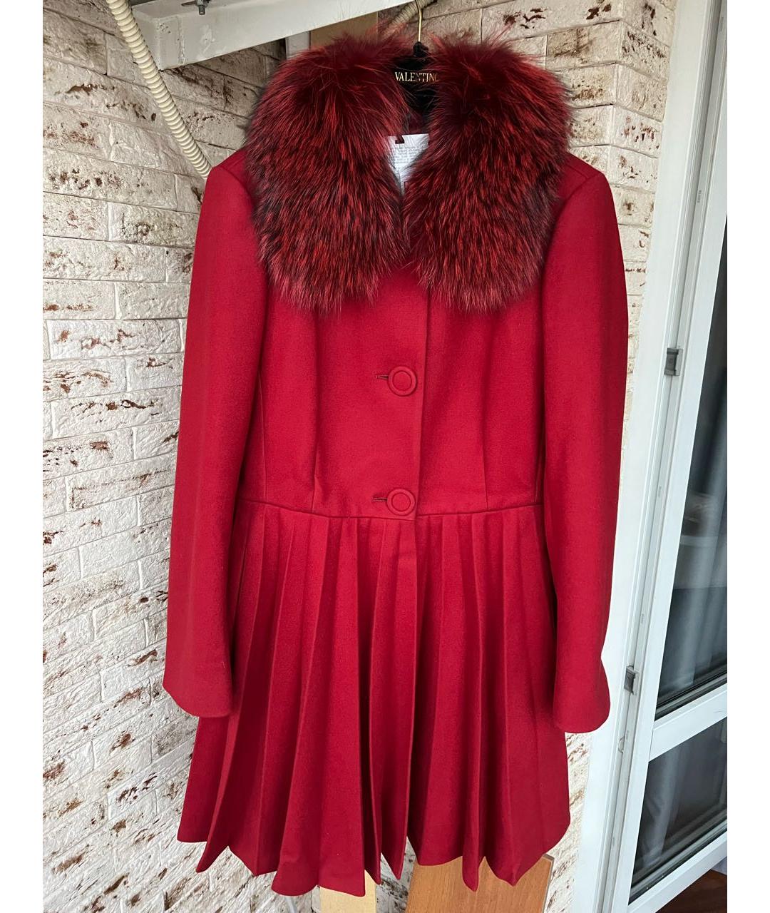 RED VALENTINO Красное шерстяное пальто, фото 6