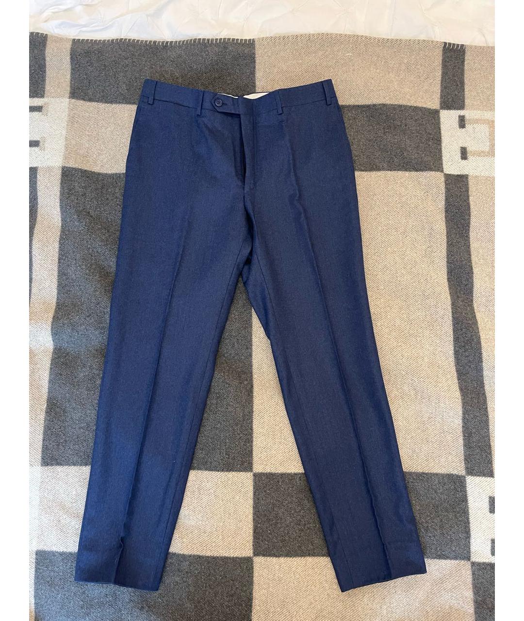 CANALI Синие шерстяные классические брюки, фото 2