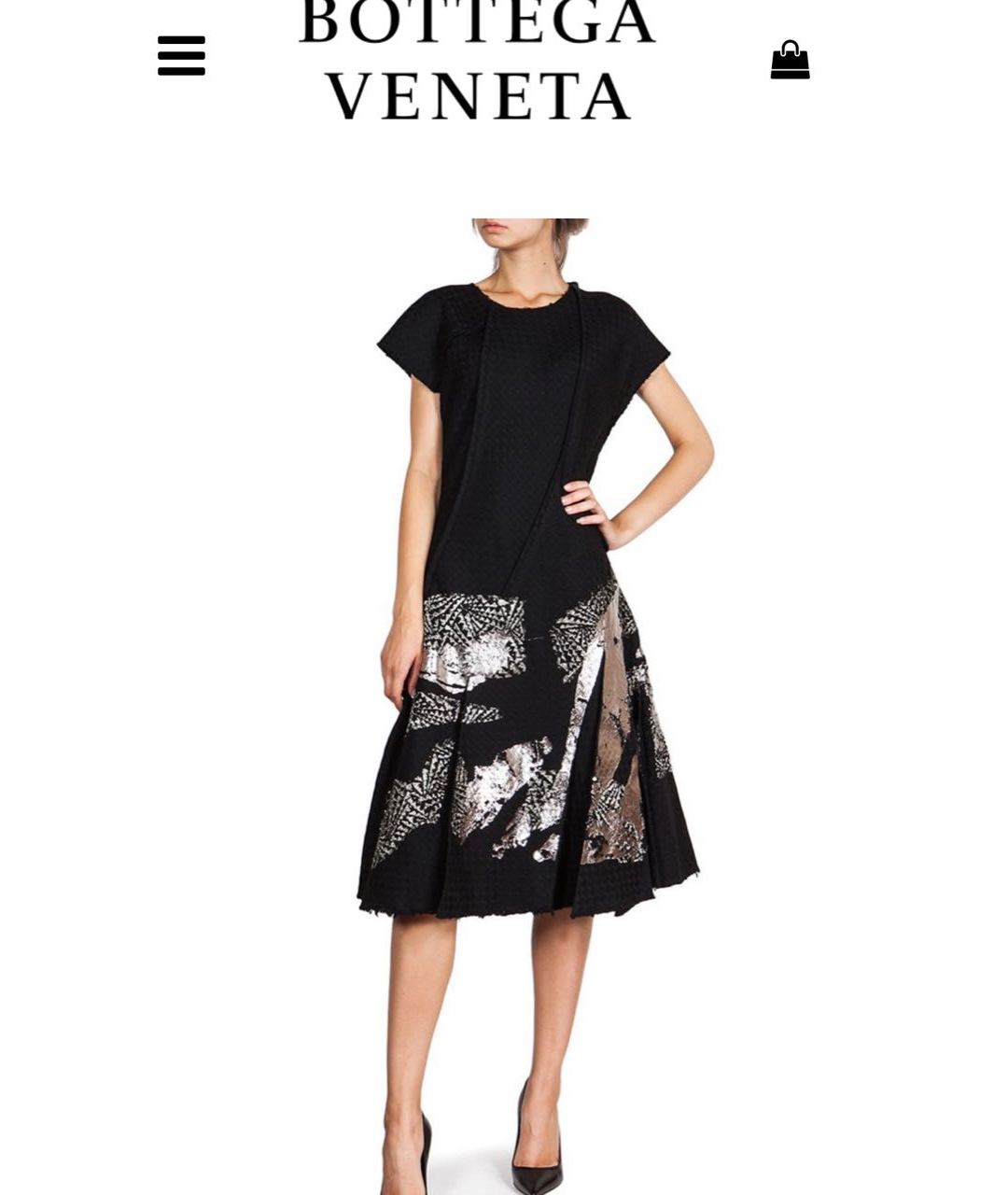BOTTEGA VENETA Черное шерстяное повседневное платье, фото 5