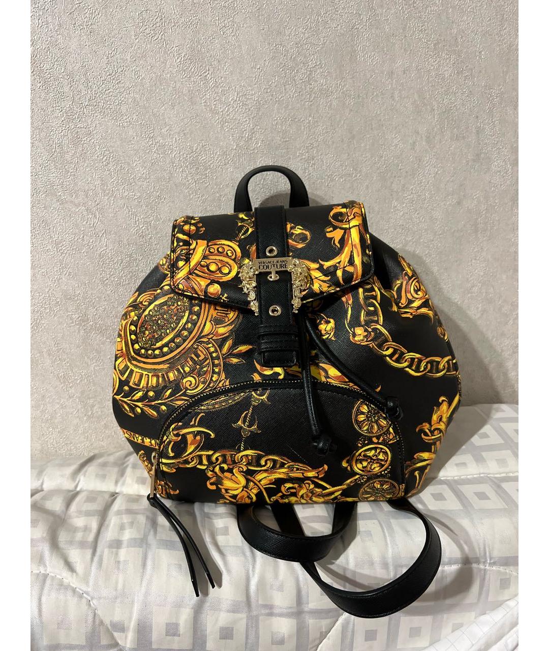 VERSACE JEANS COUTURE Черный кожаный рюкзак, фото 8