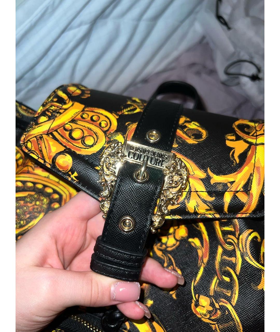 VERSACE JEANS COUTURE Черный кожаный рюкзак, фото 6