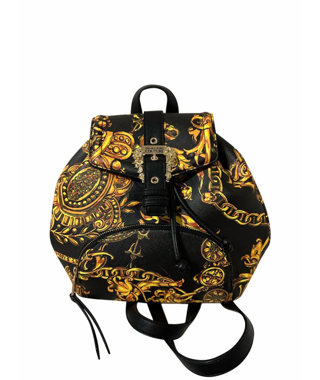 VERSACE JEANS COUTURE Черный кожаный рюкзак, фото 1