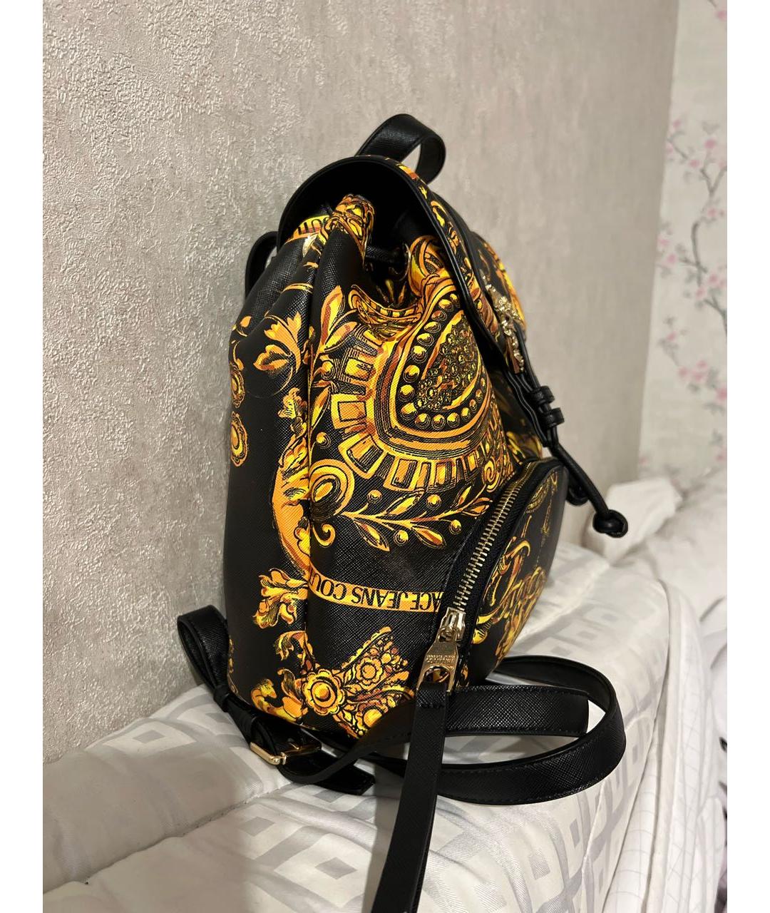 VERSACE JEANS COUTURE Черный кожаный рюкзак, фото 2