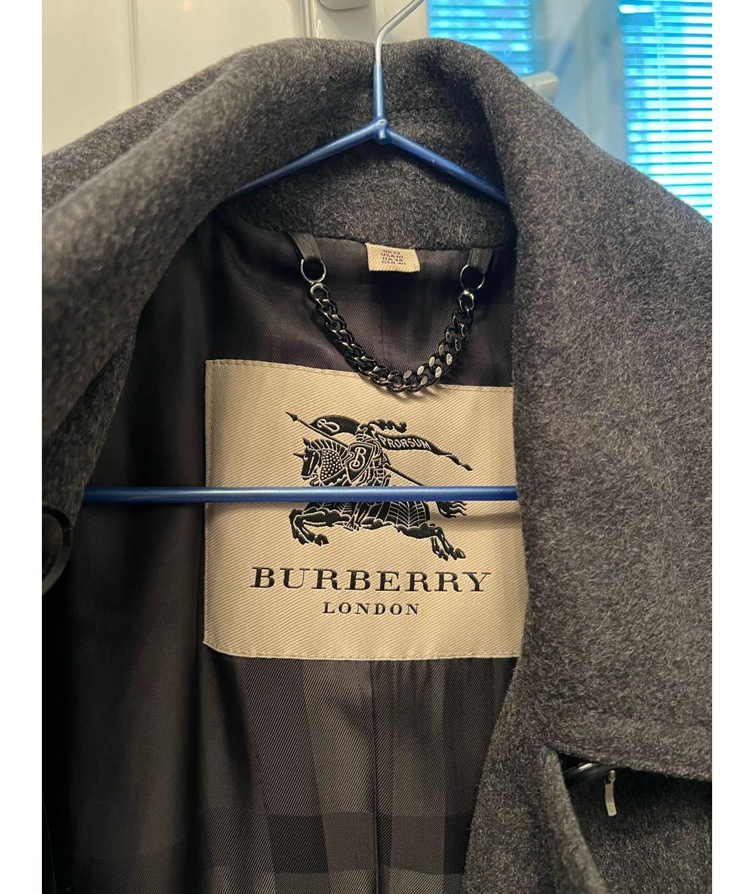 BURBERRY Антрацитовое шерстяное пальто, фото 3