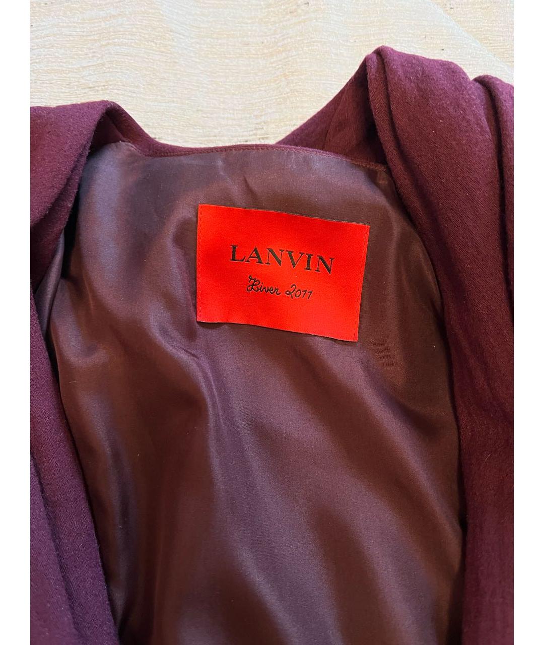LANVIN Бордовое шерстяное пальто, фото 2