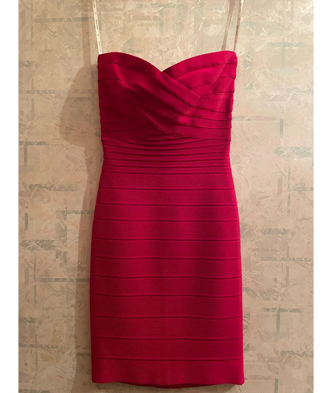 HERVE LEGER Красное вискозное коктейльное платье, фото 4