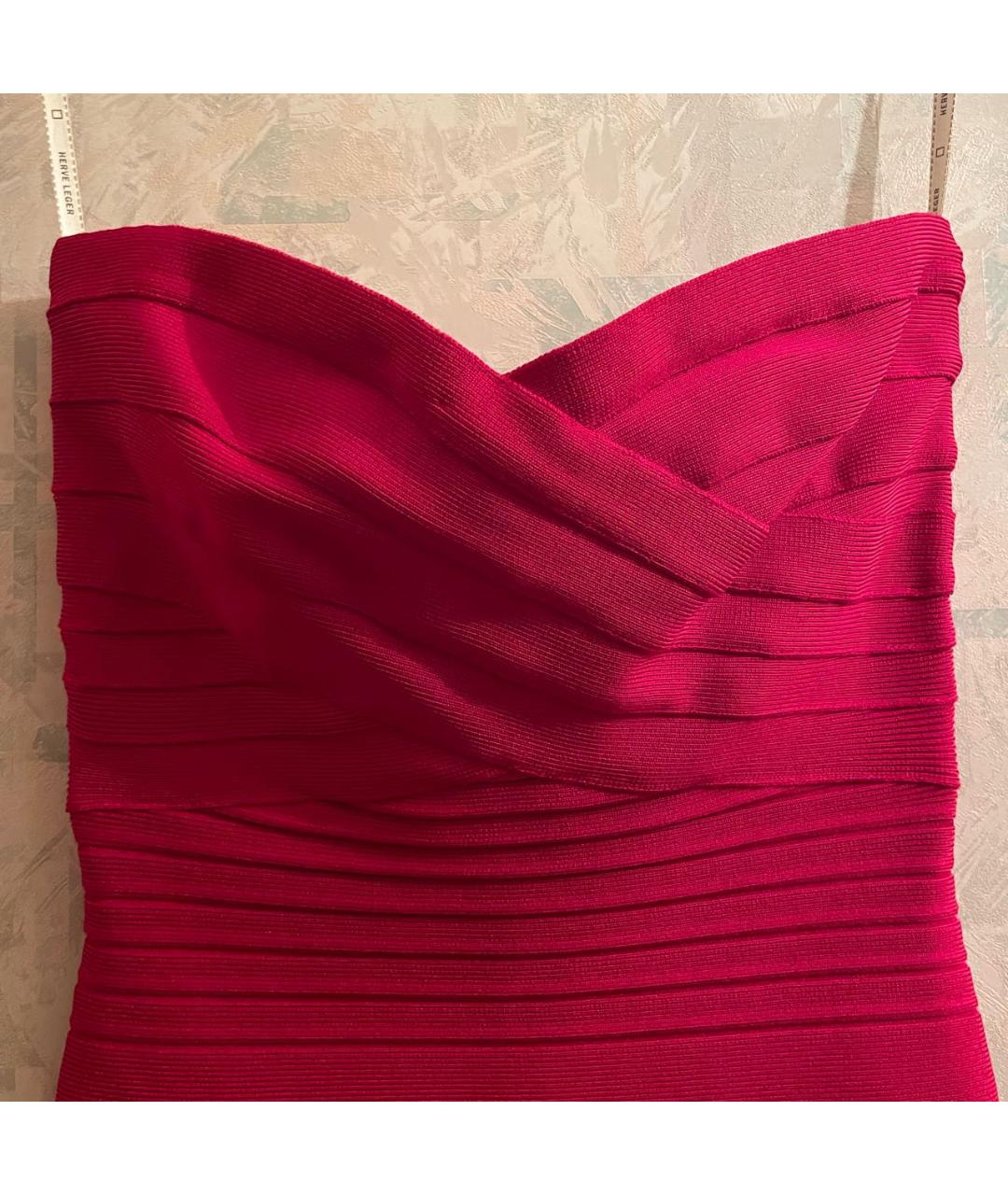 HERVE LEGER Красное вискозное коктейльное платье, фото 3