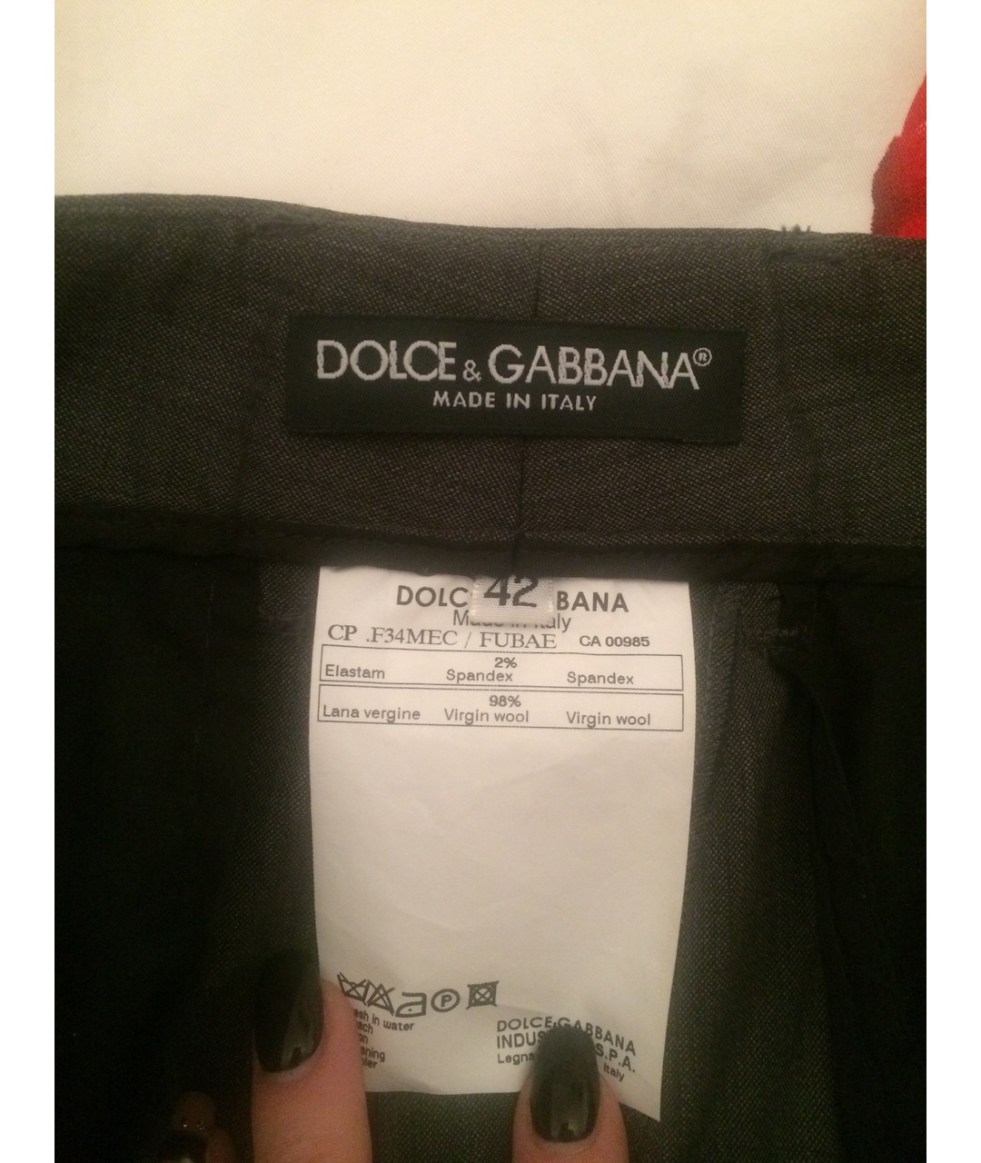 DOLCE&GABBANA Антрацитовые шерстяные прямые брюки, фото 3