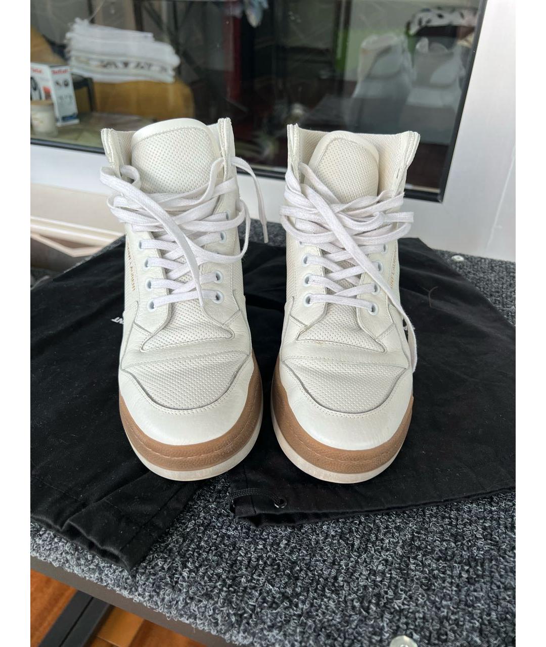 SAINT LAURENT Белые кожаные кроссовки, фото 2