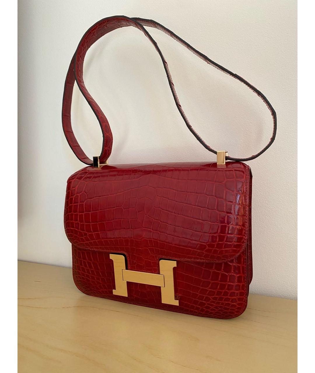 HERMES PRE-OWNED Красная сумка тоут из экзотической кожи, фото 3