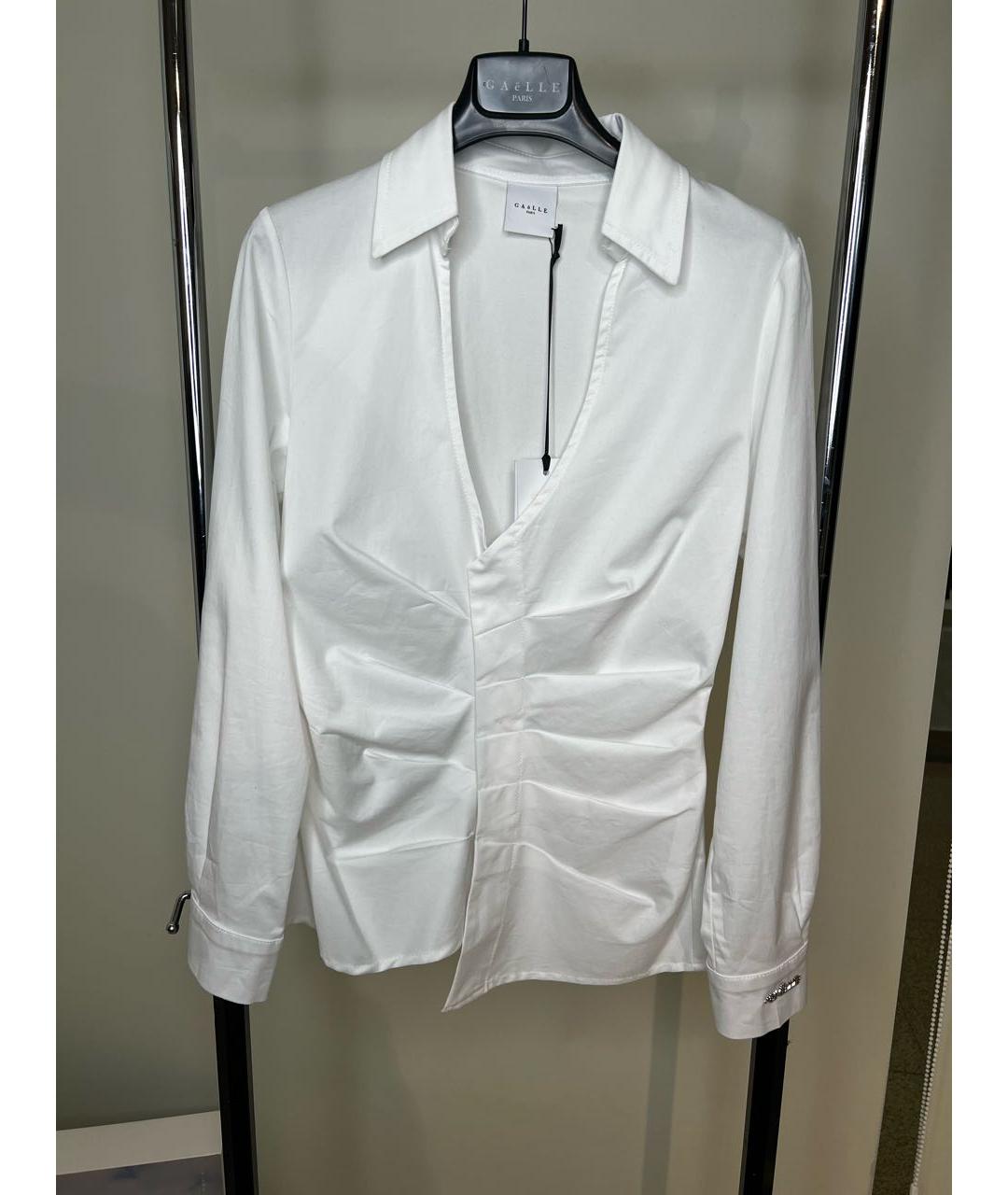 GAELLE BONHEUR Белая хлопко-эластановая рубашка, фото 5