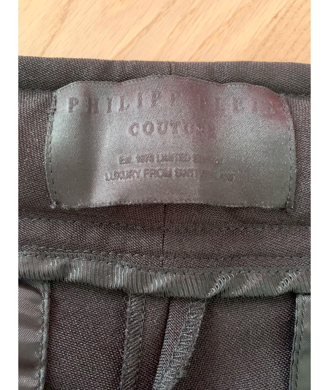 PHILIPP PLEIN Черные полиэстеровые брюки узкие, фото 7