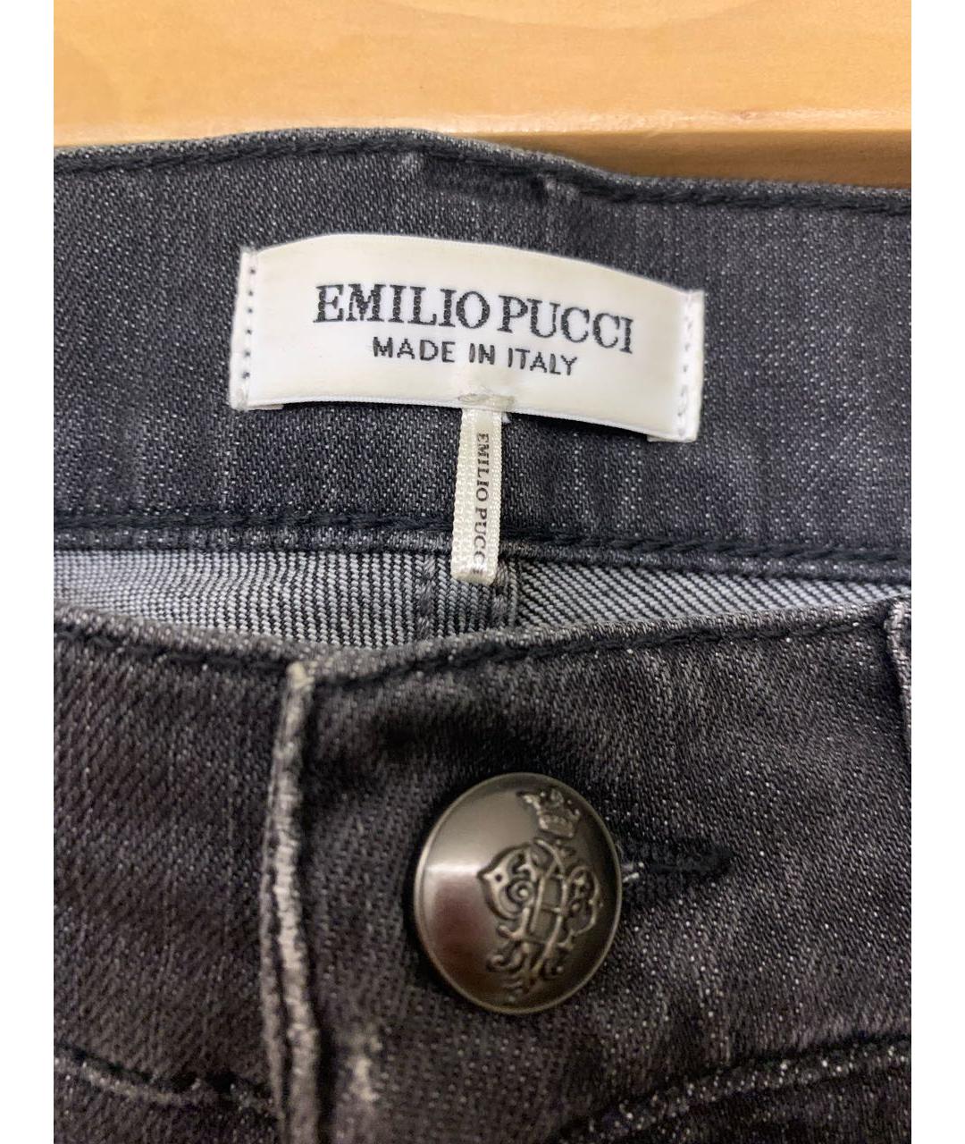 EMILIO PUCCI Антрацитовые хлопко-эластановые джинсы слим, фото 3