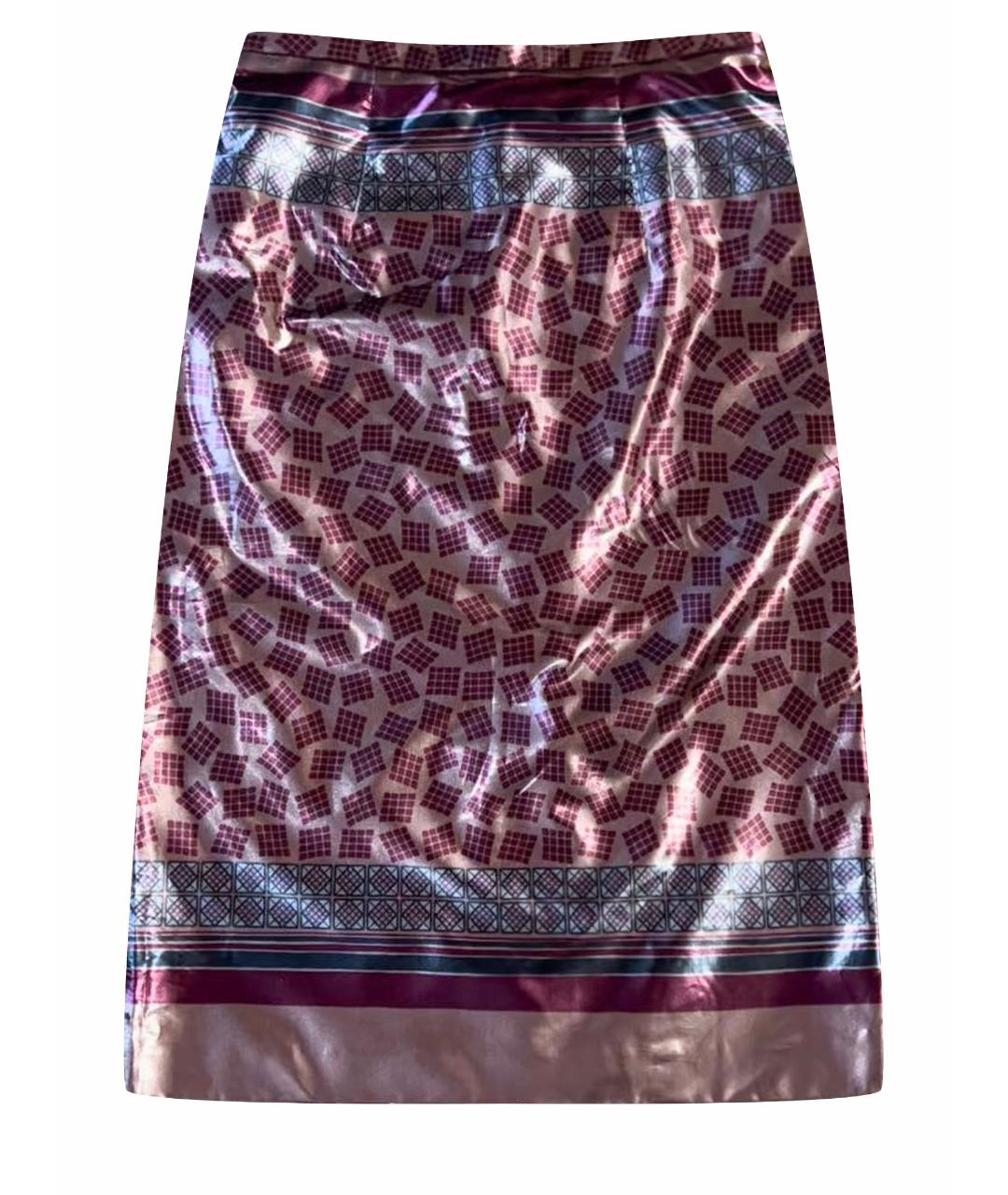 BURBERRY Бордовая вискозная юбка миди, фото 1