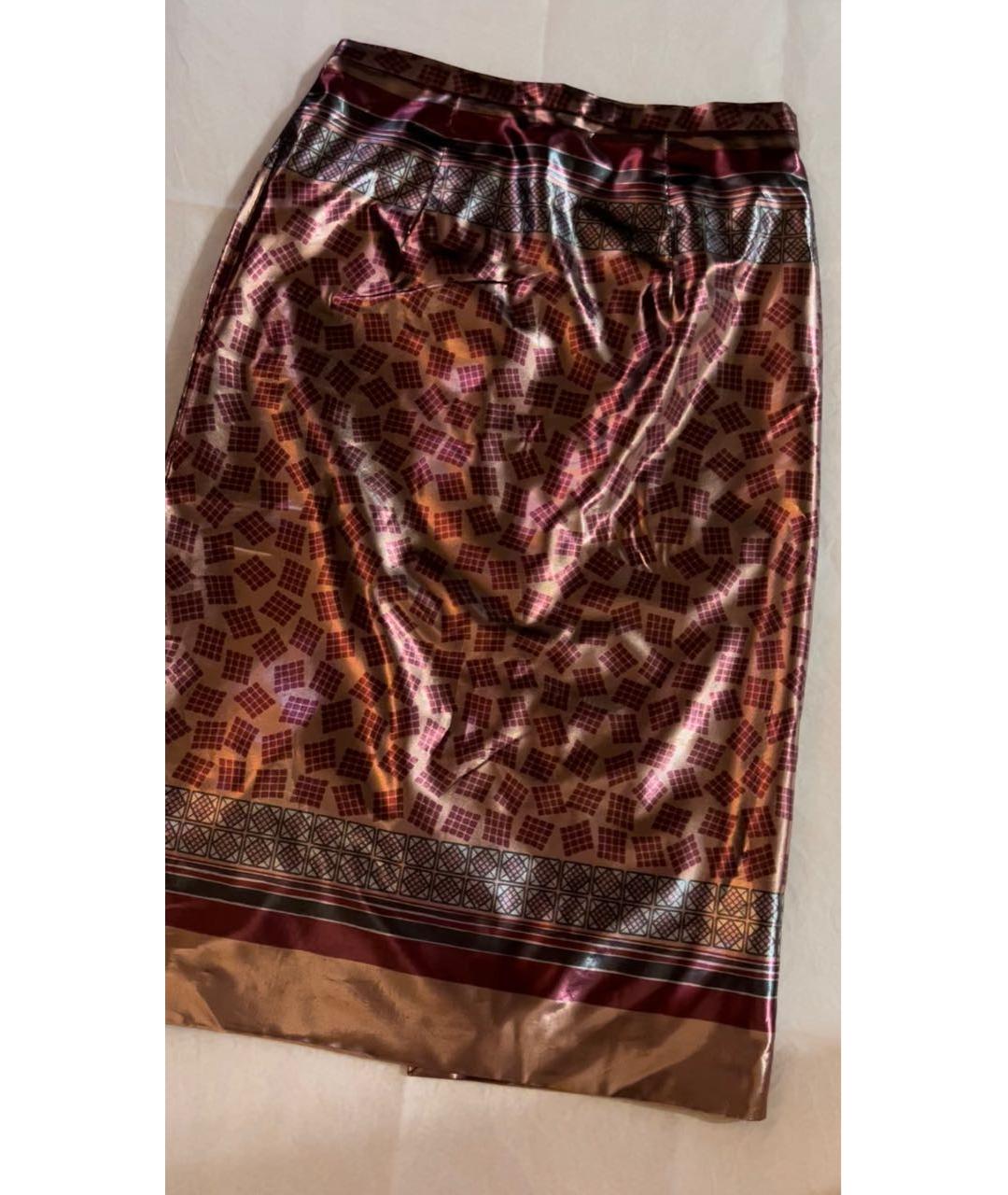 BURBERRY Бордовая вискозная юбка миди, фото 2