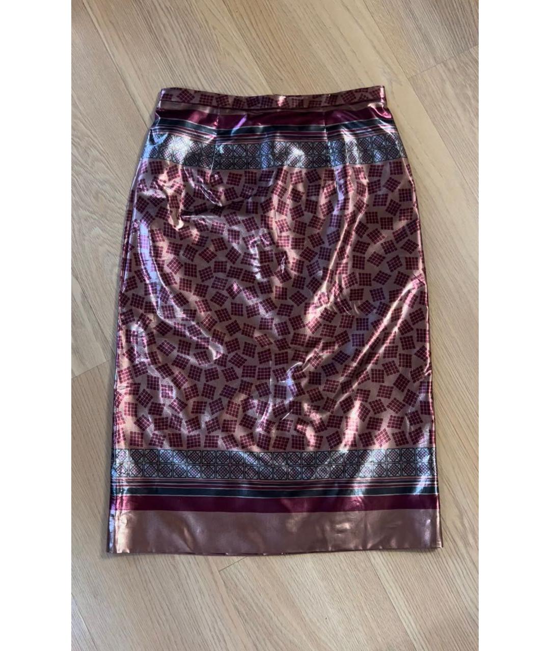 BURBERRY Бордовая вискозная юбка миди, фото 5