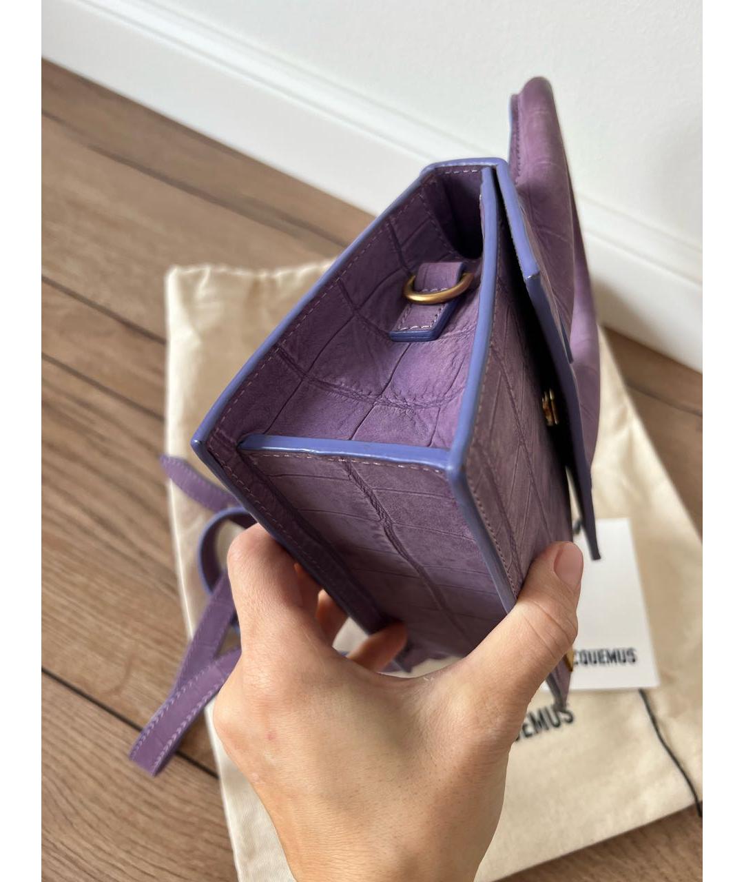 JACQUEMUS Фиолетовая кожаная сумка с короткими ручками, фото 3
