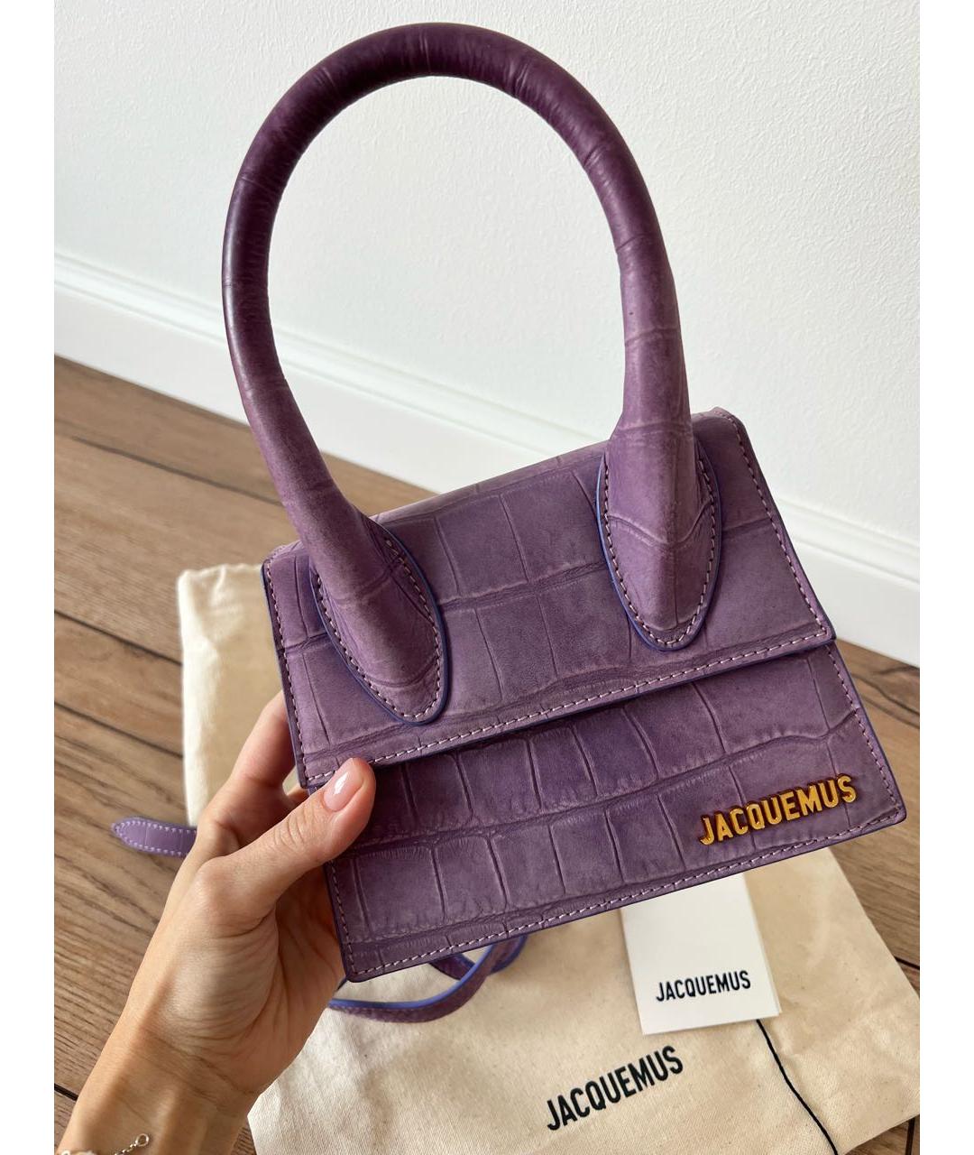 JACQUEMUS Фиолетовая кожаная сумка с короткими ручками, фото 2