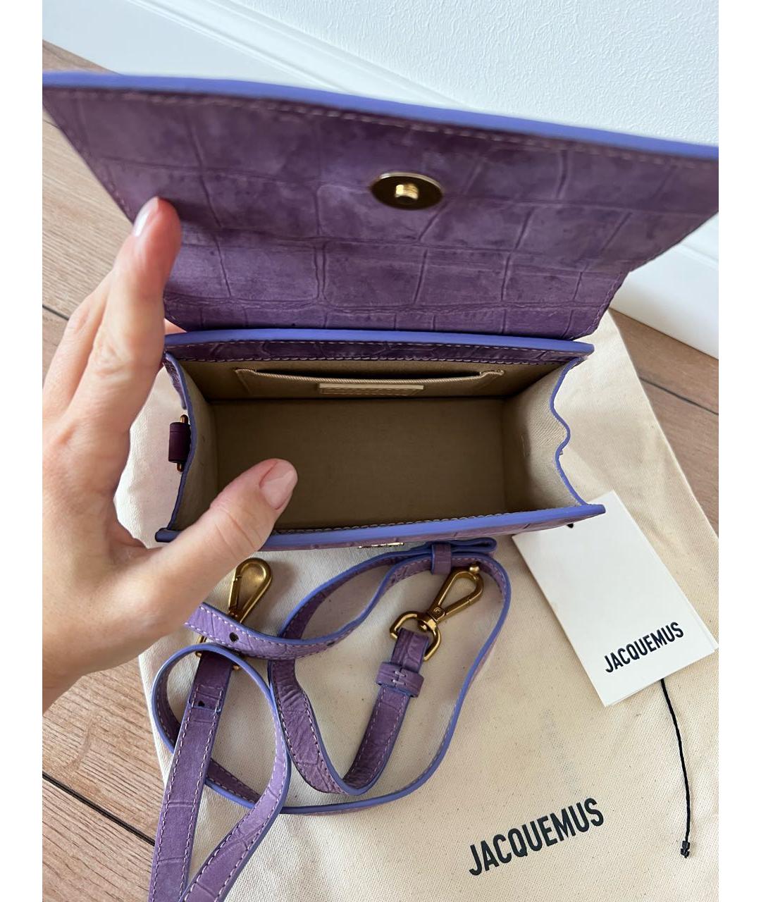JACQUEMUS Фиолетовая кожаная сумка с короткими ручками, фото 4