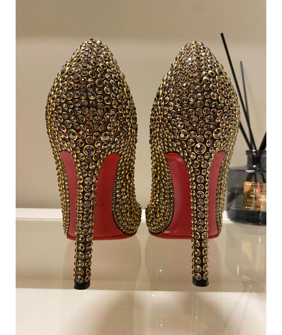 CHRISTIAN LOUBOUTIN Золотые кожаные туфли, фото 4