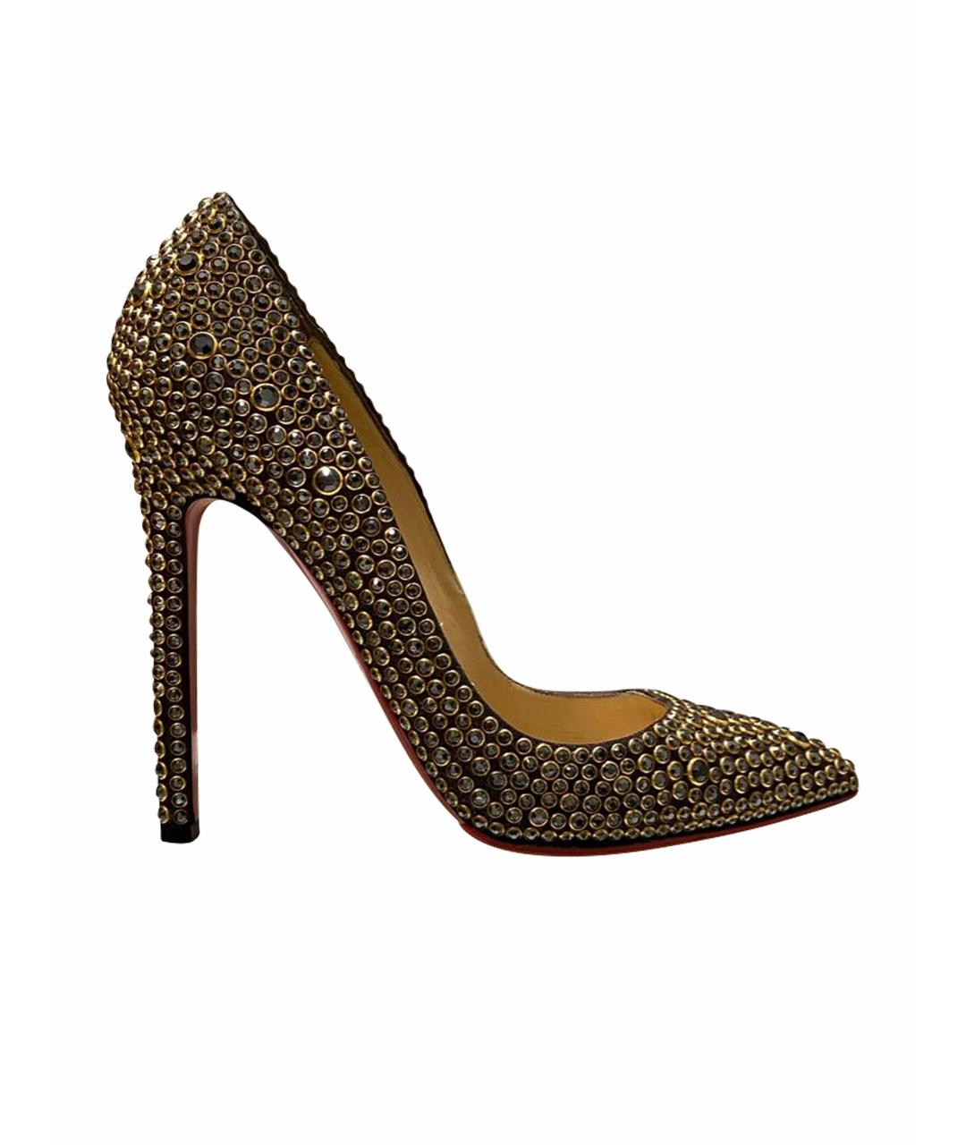 CHRISTIAN LOUBOUTIN Золотые кожаные туфли, фото 1