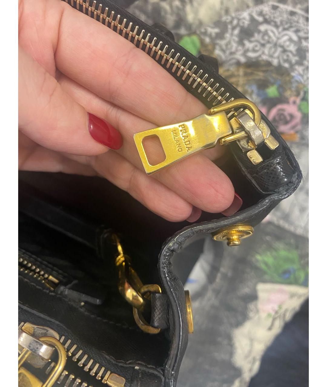 PRADA Черная кожаная сумка тоут, фото 3